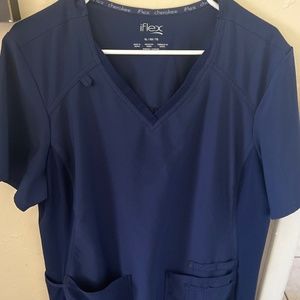 Cherokee Iflex scrub top. Navy Blue Size XL